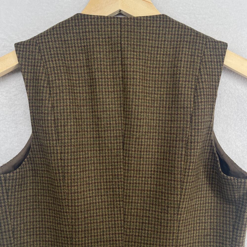 LAUREN RALPH LAUREN Vest S Wool Tweed Houndstooth Waistcoat Suit Button Up Brown - Picture 9 of 12